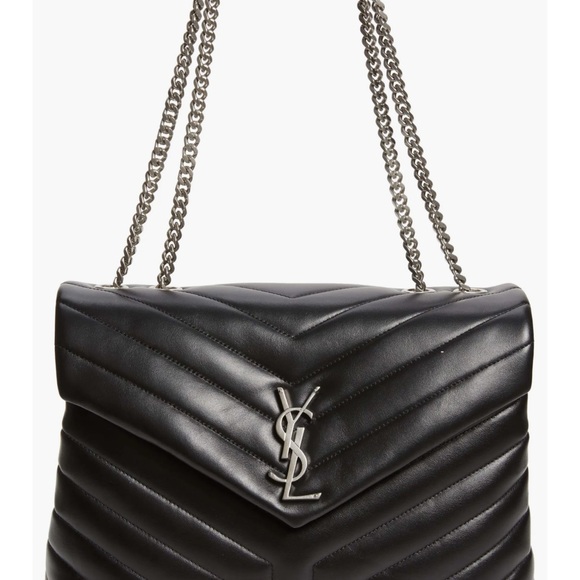 Yves Saint Laurent Black Chevron Leather Shoulder Bag - Picture 1 of 6